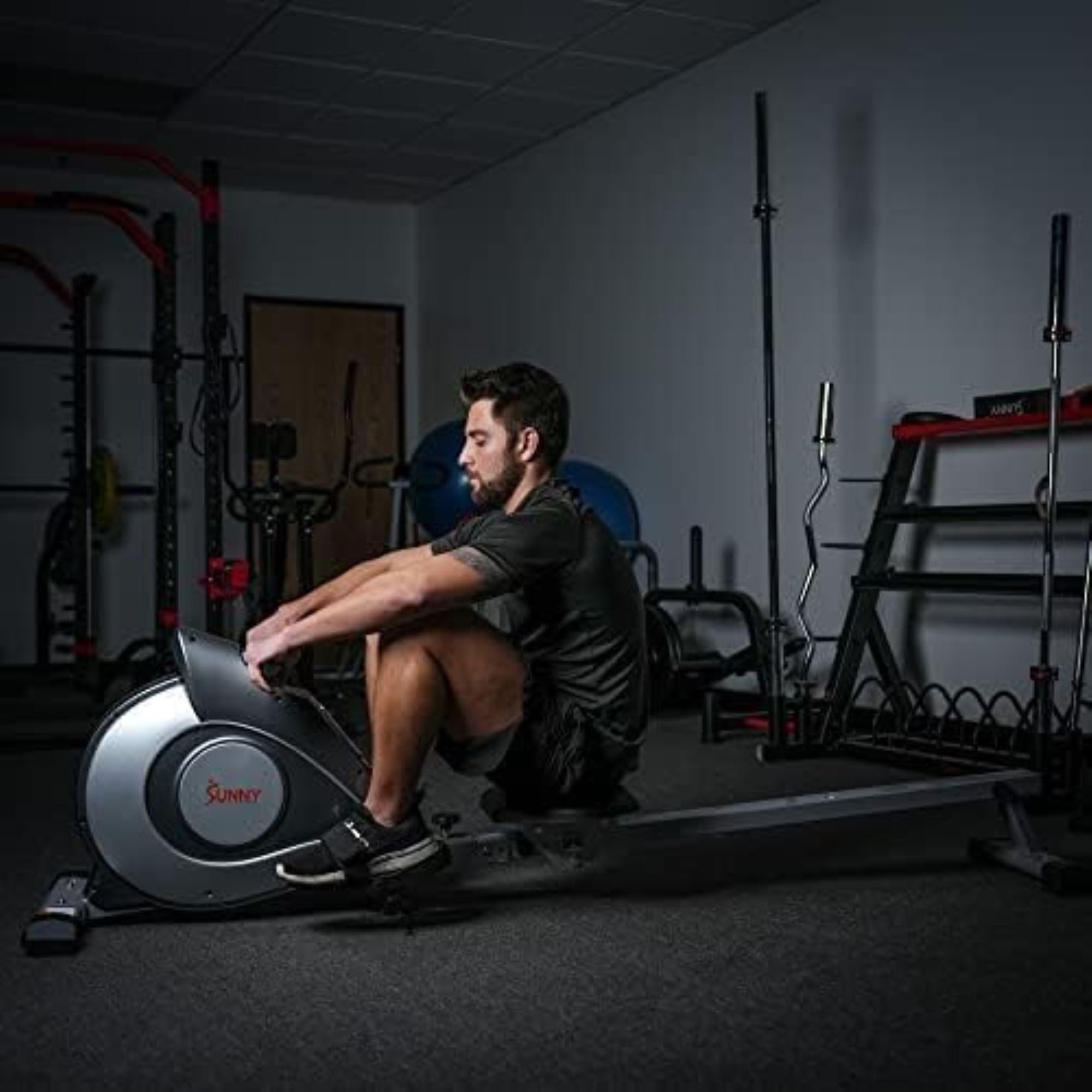 Sunny Health & Fitness Smart Magnetic Rower, Compact Quiet & Smooth Rowing Machine for Full-Body Cardio Exercise, Free SunnyFit Training App Connection