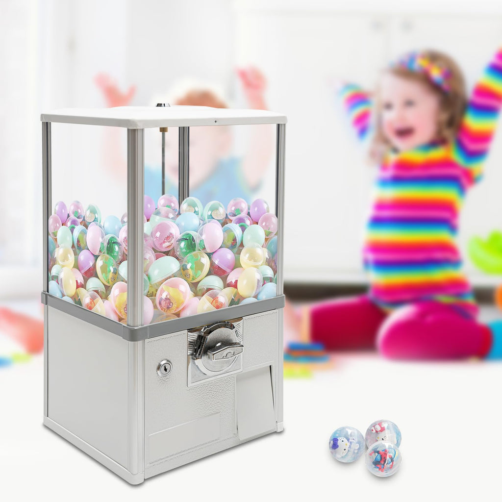 Big Commercial Capsule Vending Machine, 4-Side 25 Cent Coin Operated Gumball & Toy Dispenser, Freestanding Candy Machine for Bouncy Balls, Party Favors, Small Business, Multicolor (Yellow)