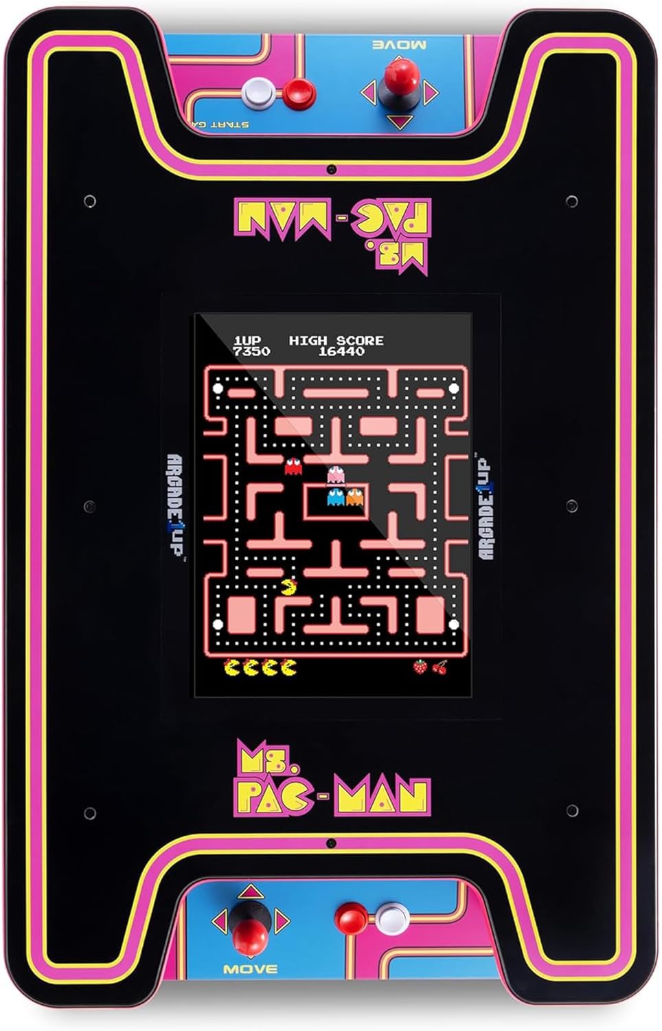 Arcade1Up Ms.PAC-MAN Head-to-Head Arcade Machine – Retro Home Arcade Table with 12 Classic Games, Light-Up Control Deck & Real-Feel Joysticks