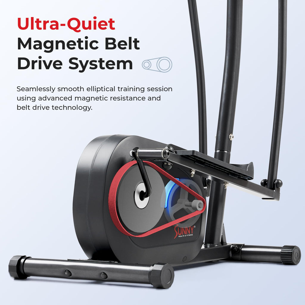 Sunny Health & Fitness Smart Upright Elliptical w/Pulse Sensor Built-in, Indoor Full-Body Cross-Training & Cardio Exercise Machine for Home, Free SunnyFit App Connection