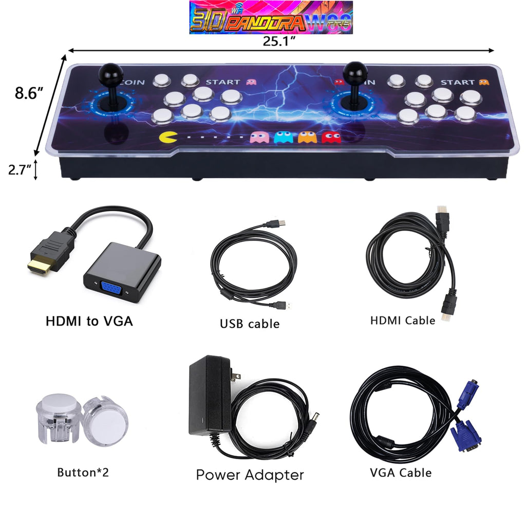 RegiisJoy 36800 in 1 Arcade Game Console Pandoras W88 Pro WiFi Function Game Machine for PC & Projector & TV, 2-4 Players, 1280X720, 3D Games, Search/Hide/Save/Load/Pause Games, Favorite List