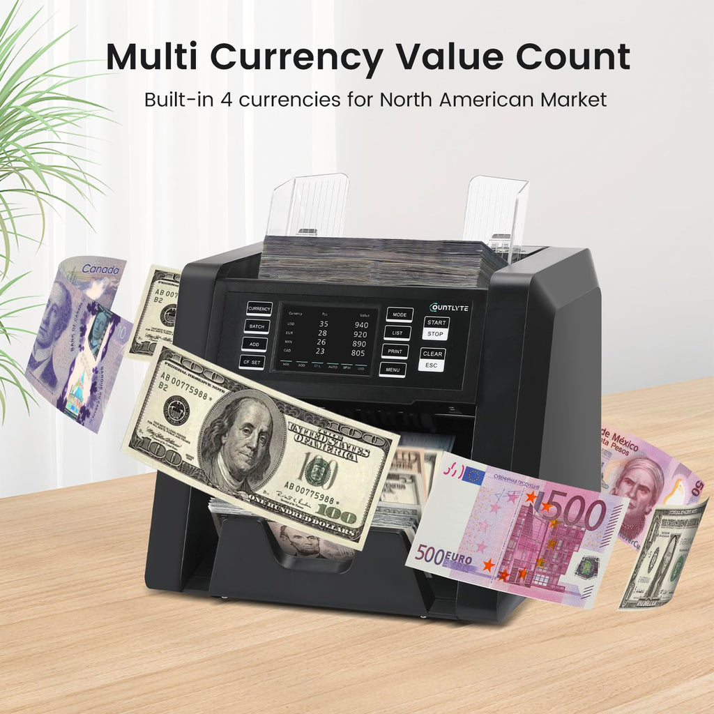 C-N30A Mixed Denomination Money Counter Machine,Value Counting,Multi Currency,CIS/UV/MG/IR Counterfeit Detection Bill Counter,Printer Enabled,Touch Screen,Cash Counter