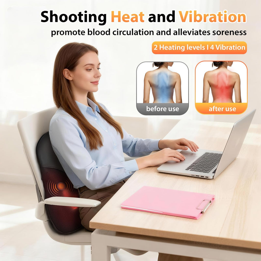 Shiatsu Neck and Shoulder Massager with Heat, Back Massager for Pain Relief Deep Tissue, 3D Kneading Massager for Chair Home Office Car, Gifts for Mom, Dad, Women (Black)