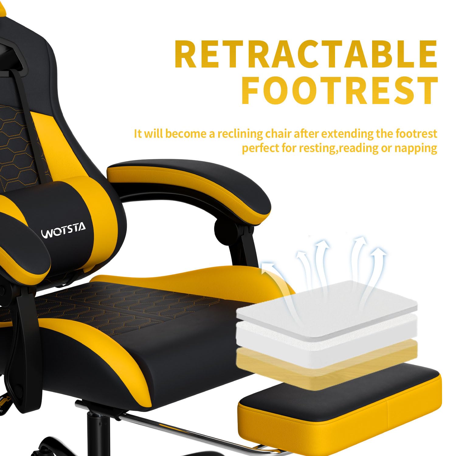 Gaming Chair with Massage,Ergonomic PC Gaming Chair with Footrest Comfortable Headrest and Lumbar Support, High Back, 300LBS (Grey)