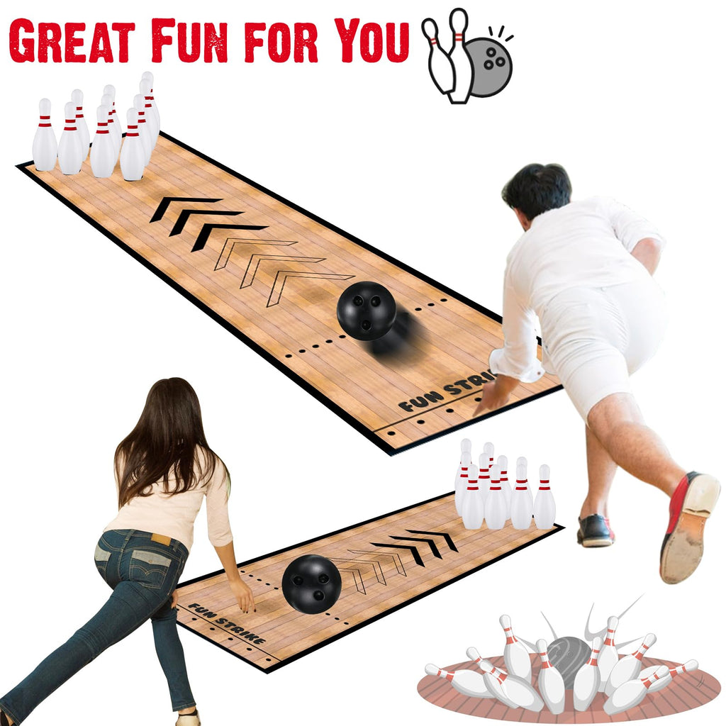 Mini Bowling Set Indoor Outdoor Indoor Bowling Set with Guide Arrow Mat Gold and Silver Medal Backpack Dispensing Suitable for Family Friends Family Party Entertainment