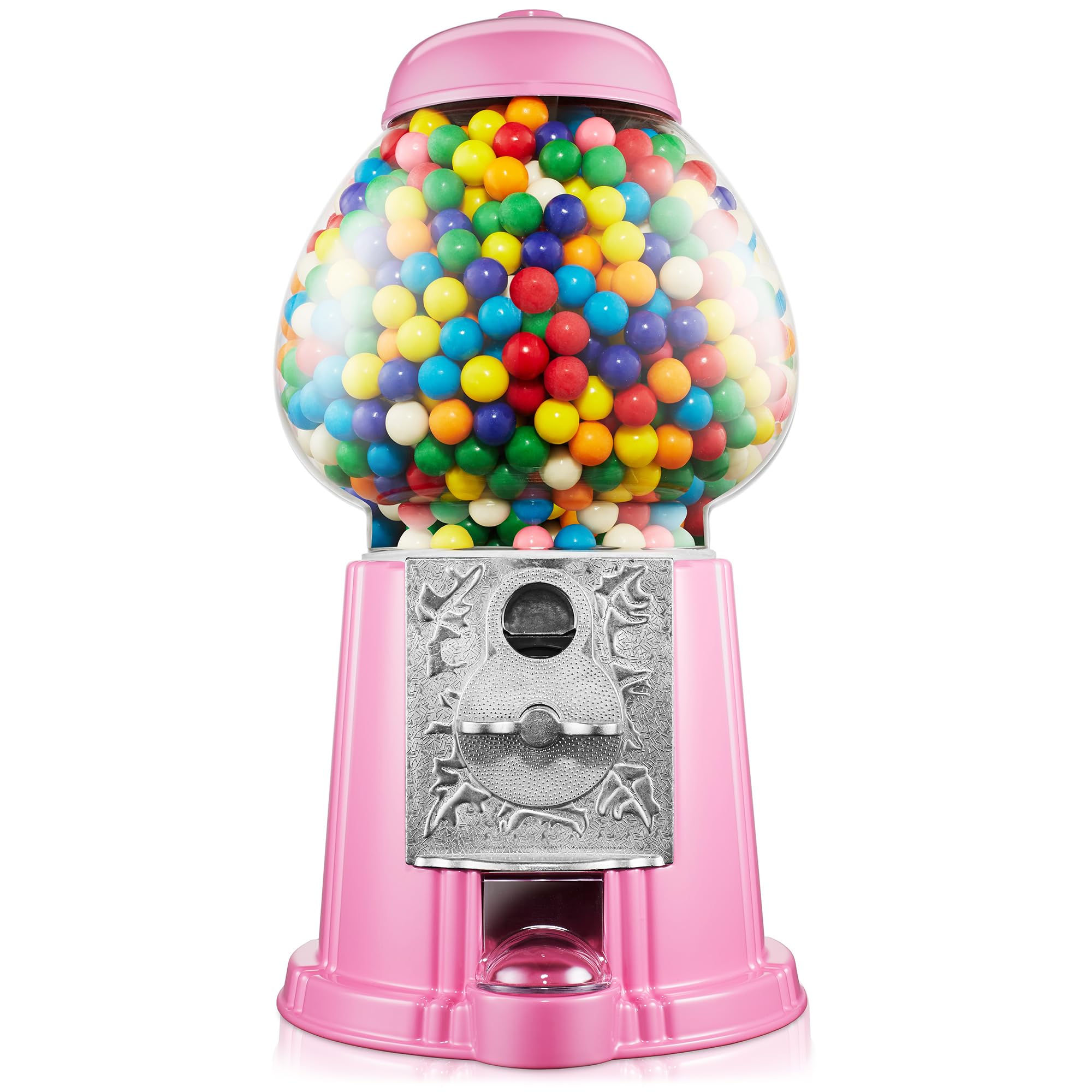 Olde Midway 15" Gumball Machine with Glass Globe and Metal Base - Red, Vintage-Style Bubble Gum Candy Dispenser