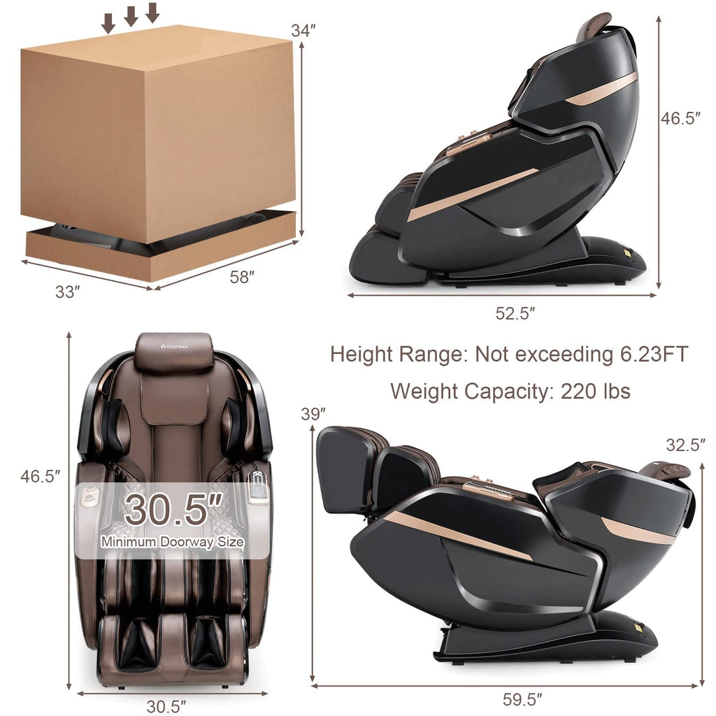 3D SL-Track Electric Full Body Zero Massage Chair w/Heat Roller
