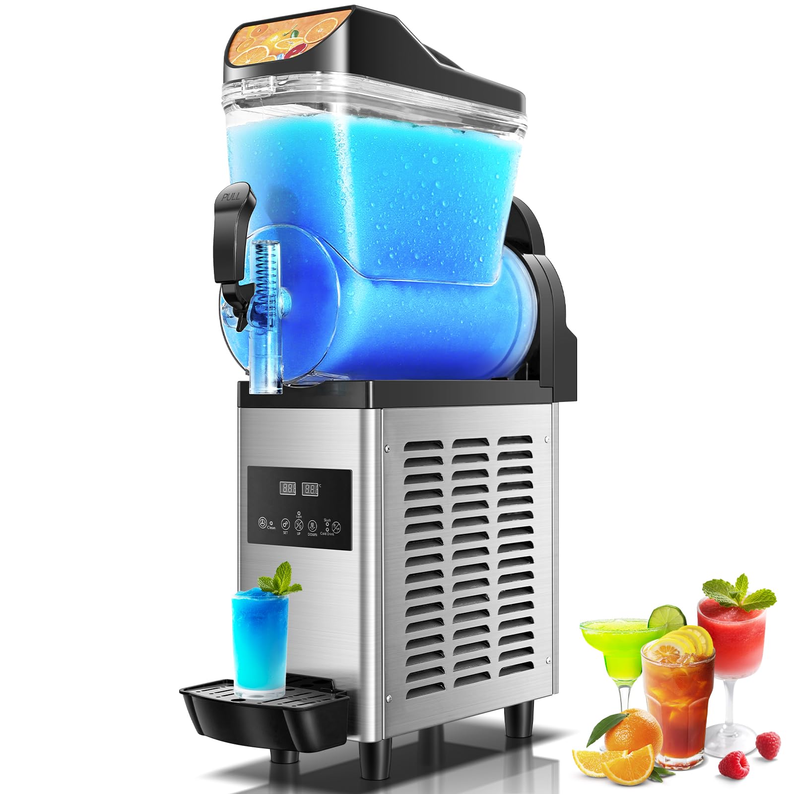 Slushy Machine,15L x2 Double Tanks Comercial Margarita &Slushie Machine,120+ Cups 1000W 110V Electric Large Daiquiri Machine with Self-cleaning Mode,for Home Party Restaurants Cafe Bars