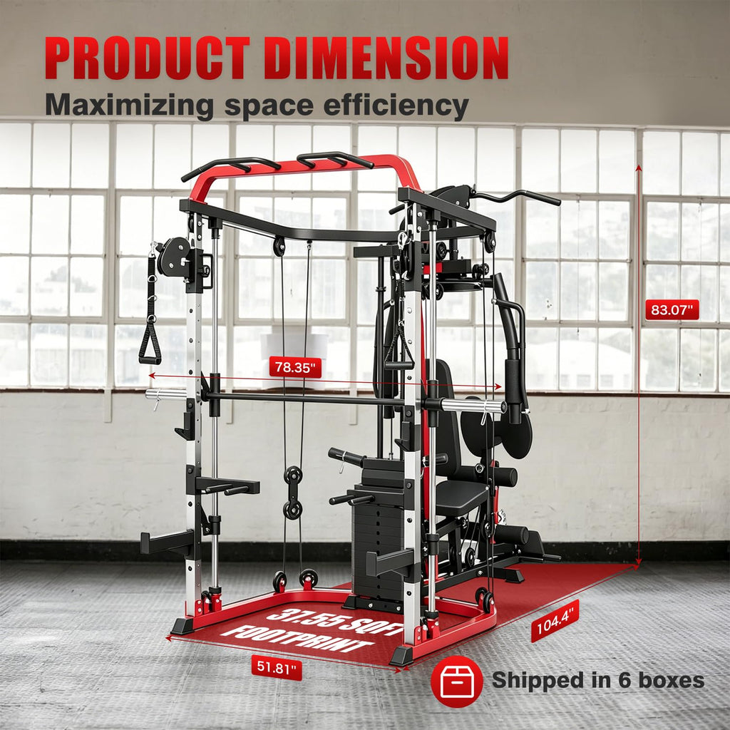 SPART All-in-One Home Gym Workout Station,Smithe Machine Home Gym Power Cage,Professional Functional Trainer for Couples & Family Strength Training,Leg Press, LAT Station for Full Body Training
