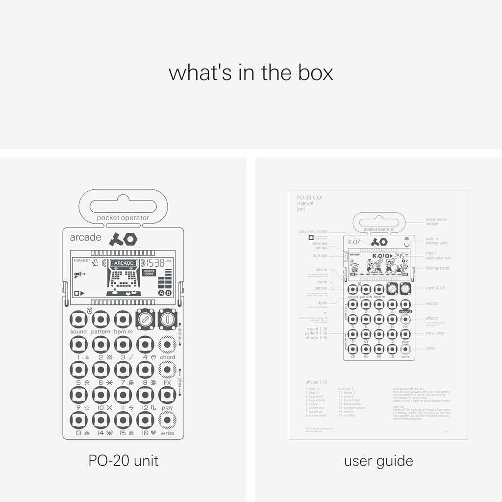 Teenage Engineering Pocket Operator PO-20 Arcade, Synthesizer and Sequencer, with Parameter Locks, Chord Control and Punch-in Effects
