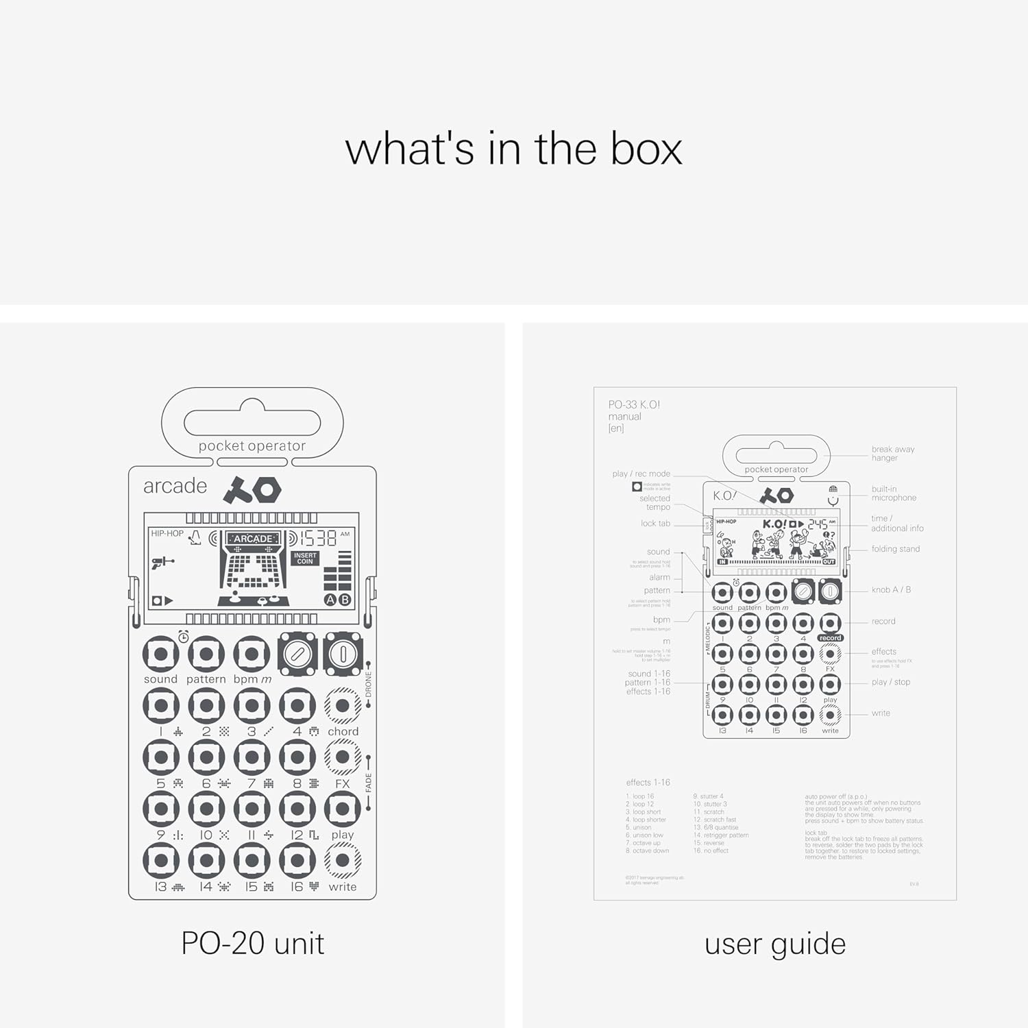 Teenage Engineering Pocket Operator PO-20 Arcade, Synthesizer and Sequencer, with Parameter Locks, Chord Control and Punch-in Effects
