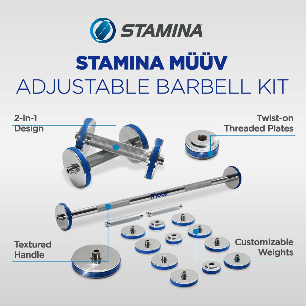 müüv Adjustable Barbell Set – 2-in-1 Dumbbell & Barbell System for Home Gym, 5–40 lb Weight Set with Plates & Handles – Compact Strength Training Equipment for Men & Women