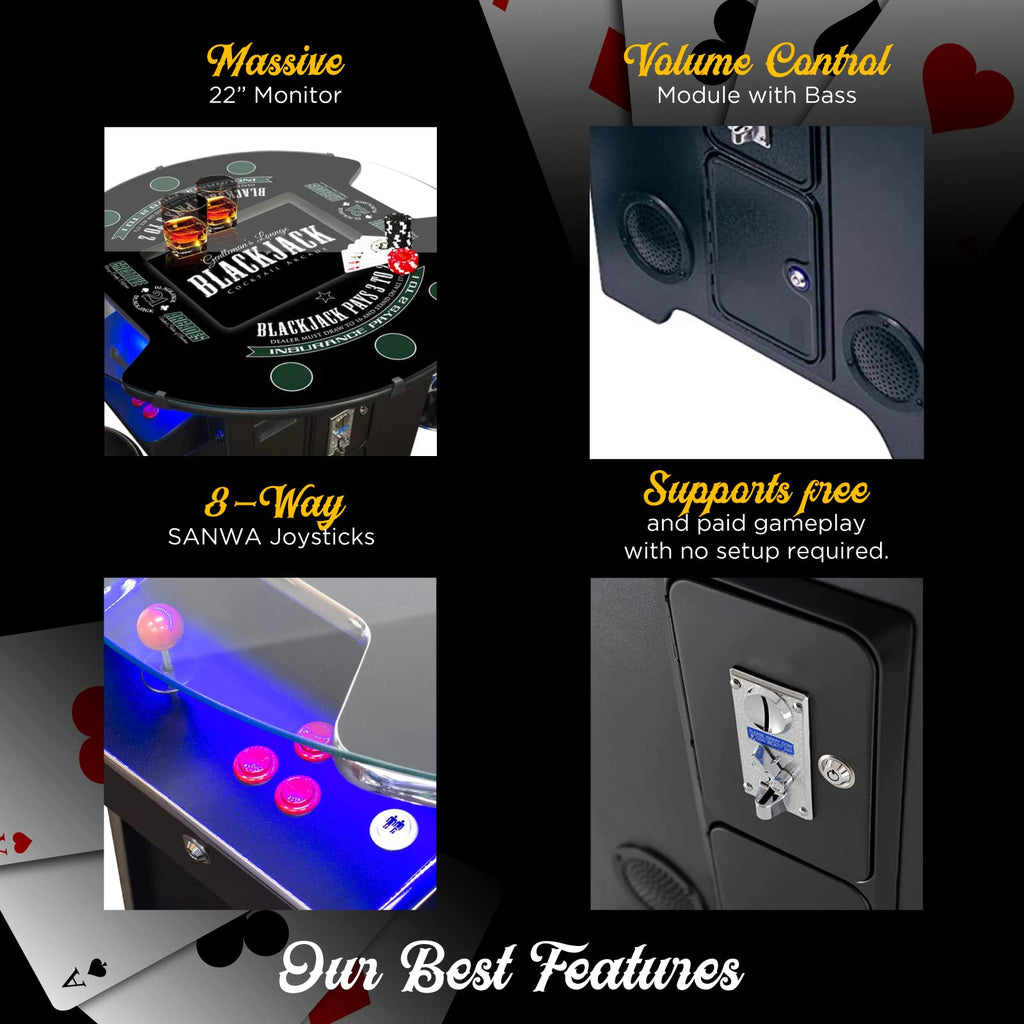 Creative Arcades Full-Size Commercial Grade Machine -Pub Style Arcade Table for 2 Player Cabinet for Home, 412 Games, Multiplayer Control Panel and Screen Size 22 inch.