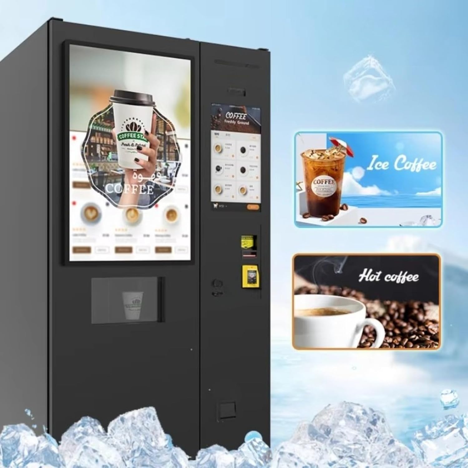 Multi-Drink Coffee Vending Machine Versatile Self-Service Hot Beverage Dispenser Commercial Fresh-Ground Coffee Station 24 H Unmanned Automatic Self-Service Machine