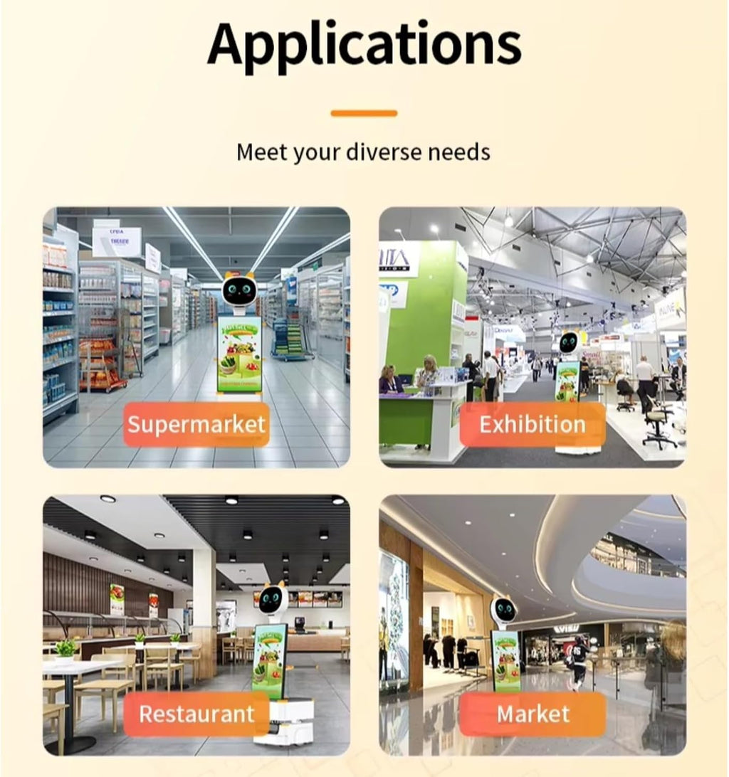 Humanized Delivery Robot with Smart Table Locator System, Shock-Absorbing Structure & Precise Speed, Multi-Table Service Robot for Restaurant Hotel, Auto Charge & Long Working Time