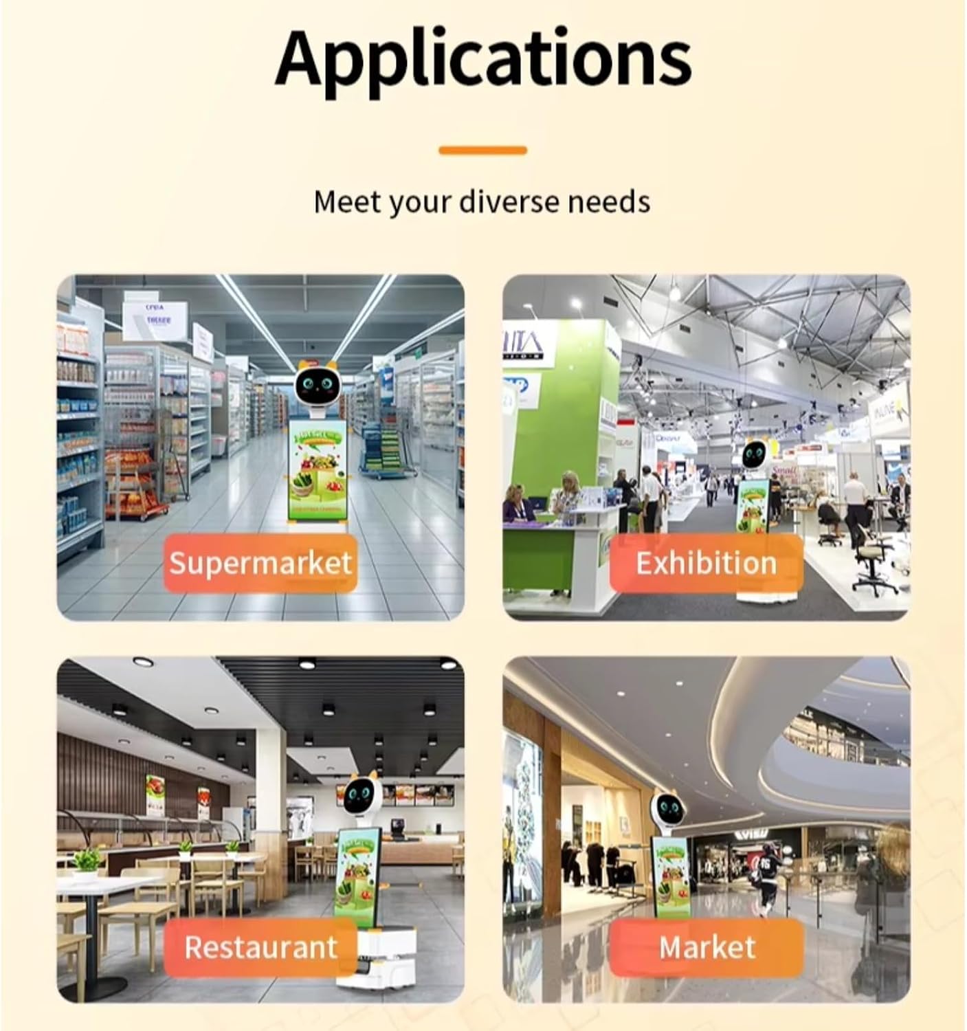 Humanized Delivery Robot with Smart Table Locator System, Shock-Absorbing Structure & Precise Speed, Multi-Table Service Robot for Restaurant Hotel, Auto Charge & Long Working Time