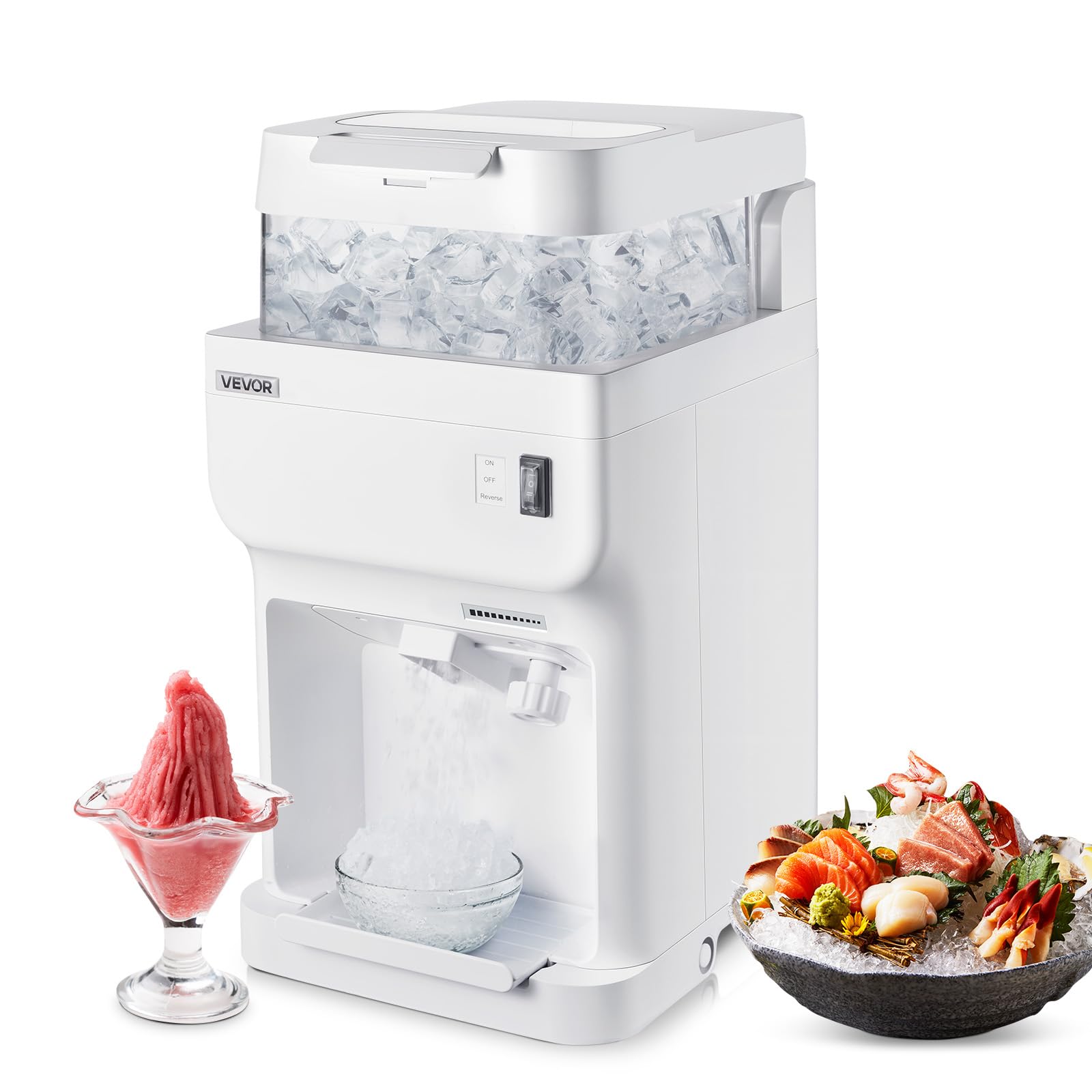 VEVOR Ice Shaver Machine Electric Snow Cone Machine, 265 LBS/H Shaved Ice Machine 250W Ice Crusher Triple Blades Tabletop Shaved Ice Maker with Adjustable Fineness for Home and Commercial Use