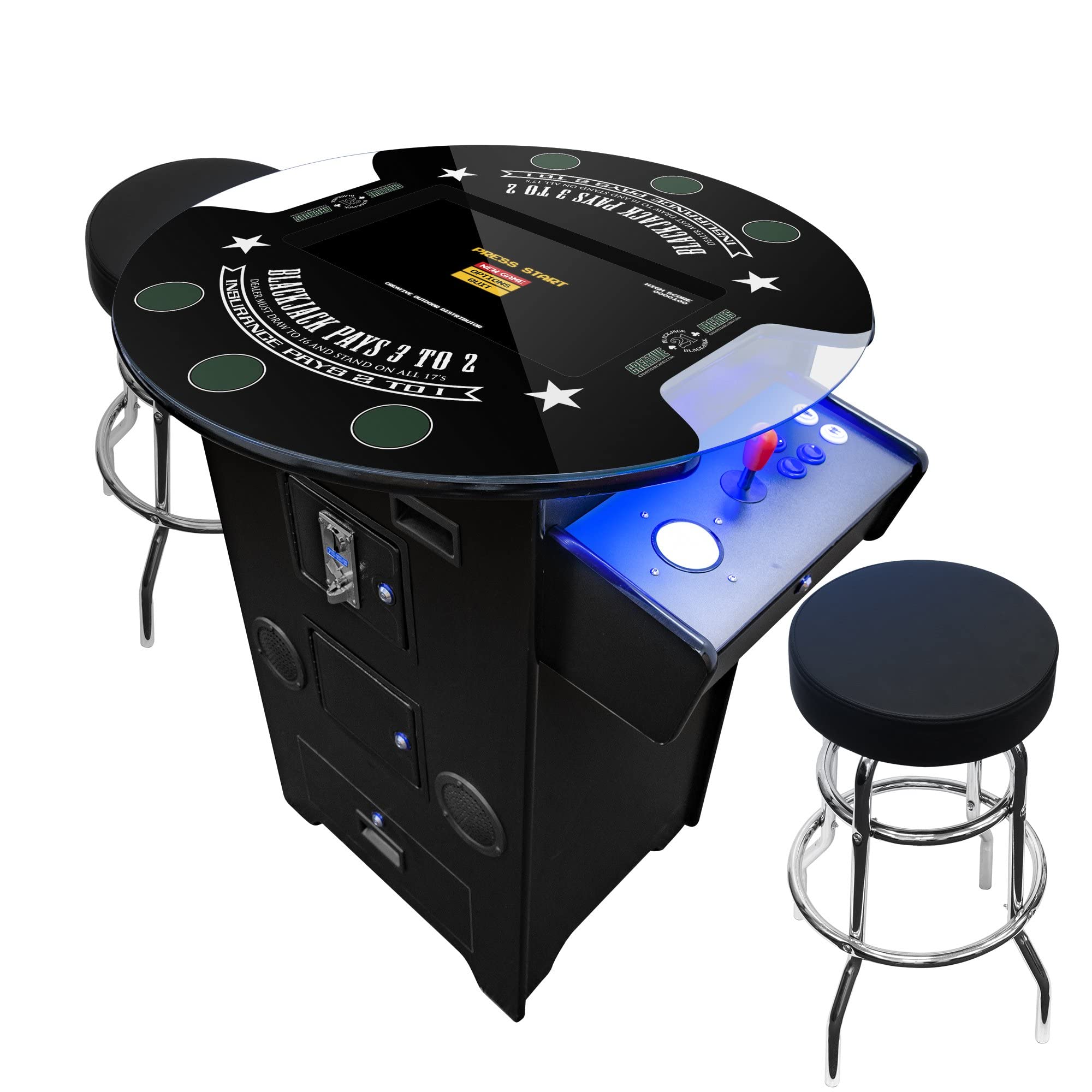 Creative Arcades Full-Size Commercial Grade Machine -Pub Style Arcade Table for 2 Player Cabinet for Home, 412 Games, Multiplayer Control Panel and Screen Size 22 inch.