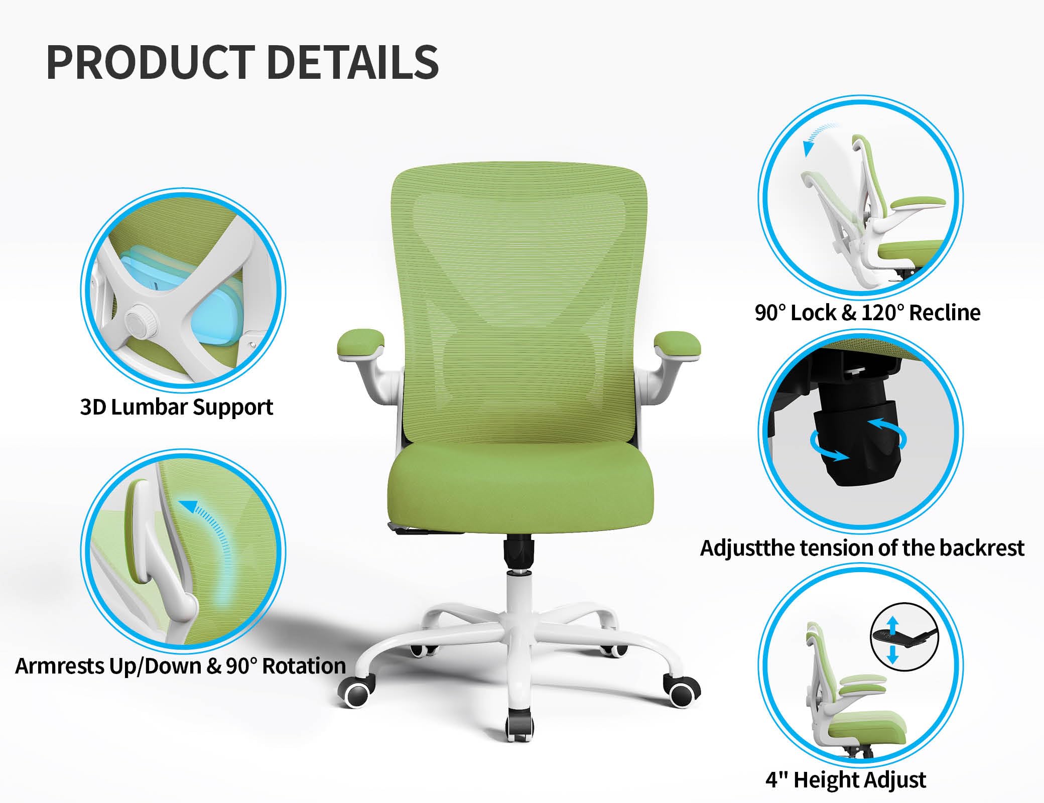 Ergalithic Ergonomic Office Chair - X-Shaped Computer Desk Chairs Comfy, Mesh High-Back Gaming Chair with Adjustable Lumbar Support, Executive Task Chair for Adults, Comfortable for Long Hours