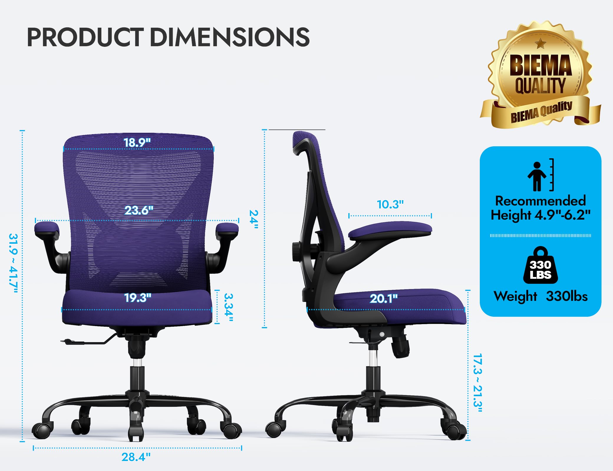 Ergalithic Ergonomic Office Chair - X-Shaped Computer Desk Chairs Comfy, Mesh High-Back Gaming Chair with Adjustable Lumbar Support, Executive Task Chair for Adults, Comfortable for Long Hours