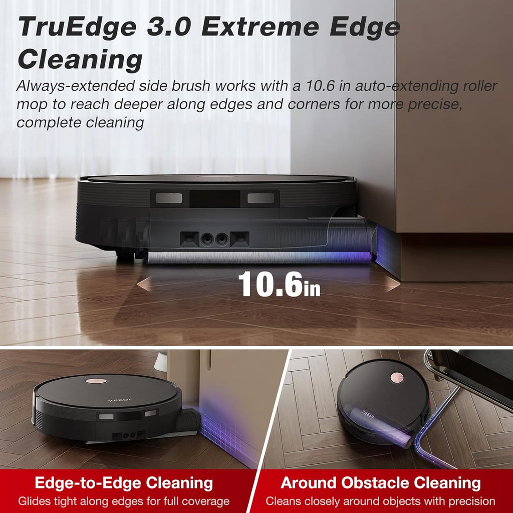Yeedi S20 Infinity Ultra Robot Vacuum and Mop, FocusJet Stain Pre-Dissolving Tech, Mop Roller Smart Cover, 22000Pa Suction, 145°F Hot Air Dry, PowerBoost Plus Tech, AI Obstacle Avoidance,Omni Station