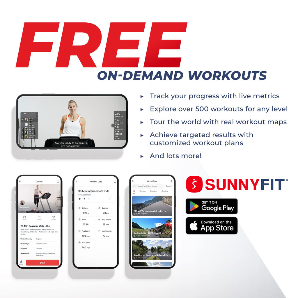 Sunny Health & Fitness Treadmill Elite Smart Auto Incline for Home Use, Wide Running and Walking Deck, Flex Shock Suspension with 300 LB Weight Capacity Bluetooth SunnyFit App
