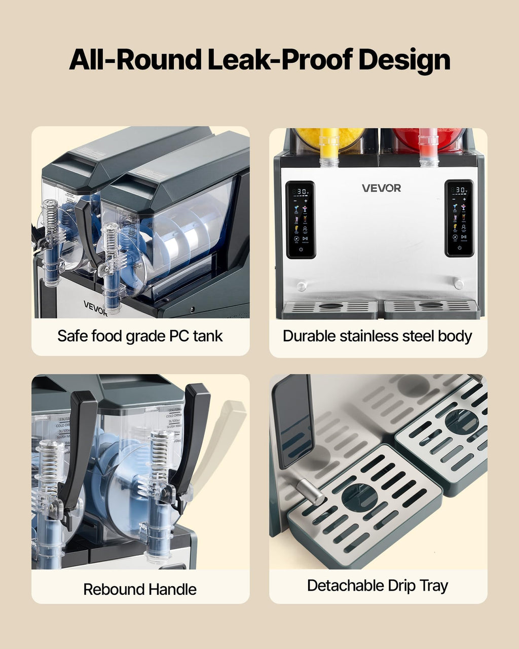 VEVOR Slushie Machine, 4L/135oz No Ice Needed Slushy Machine for Home, Frozen Drink Maker with Single Tank, Margarita Machine with Self-Cleaning, for Frozen Margaritas, Frappés, Milkshake & More