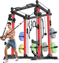 Power Rack Power Cage Multi-Function Squat Rack with Cable Crossover System Selectable More Training Attachment Power Rack for Garage & Home Gym