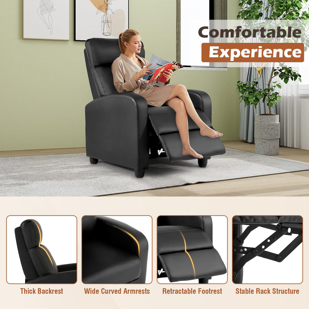 BestMassage | Recliner Chair | with 2 Point Massage Function | Pu Brown | with Lumbar Support, Adjustable Push Back, Footrest & Padded Seat | Easy Assembly | for Living Room, Home Theatre