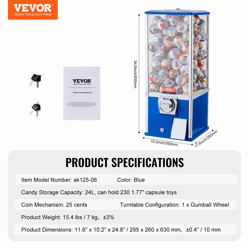 VEVOR Vending Machine, Classic Gumball Bank, Huge Load Capacity Candy Gumball Machine, Mini Vending Machines, Gumball Dispenser Machine for Kids, Perfect for
