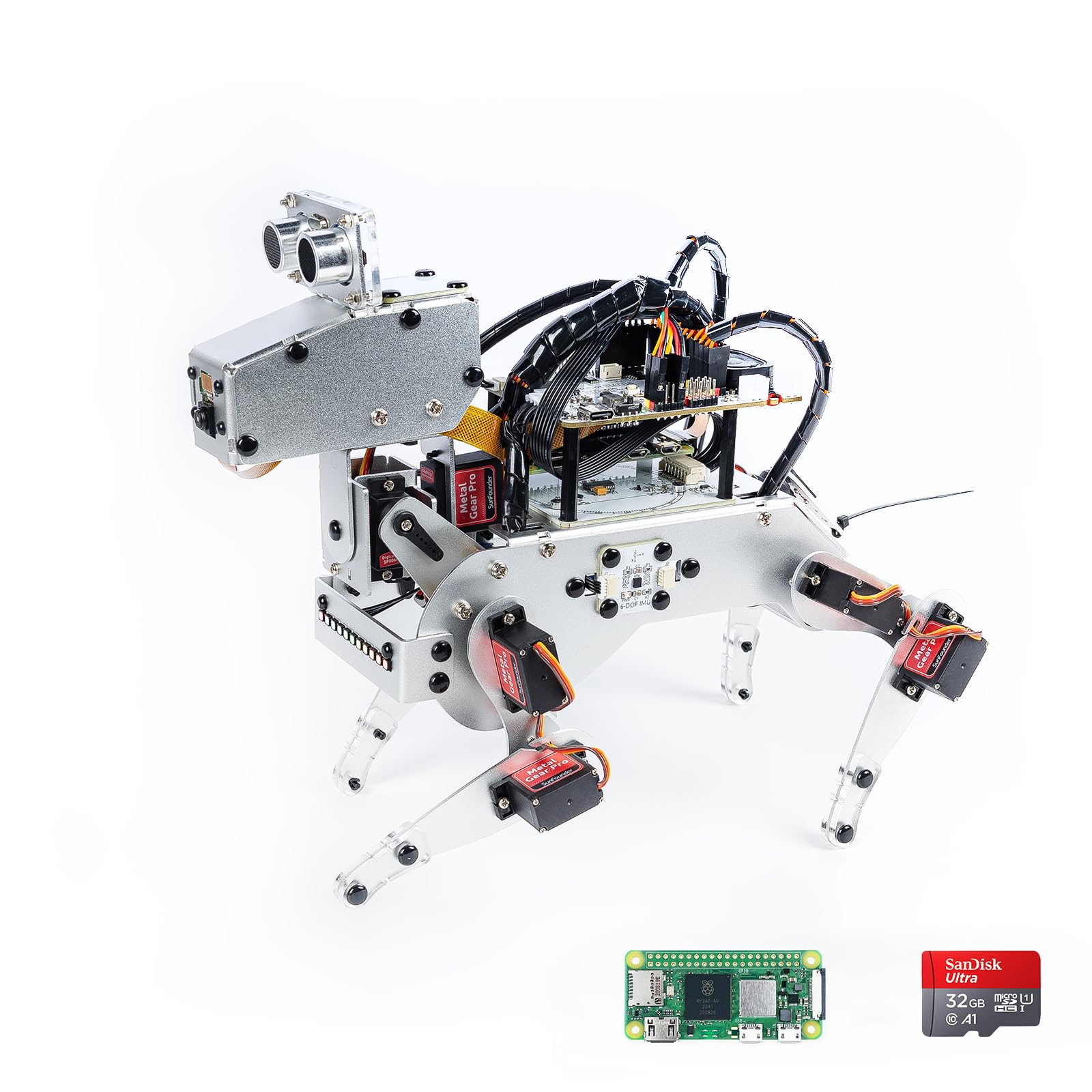 SunFounder PiDog AI Robot Dog Kit for Raspberry Pi 5/4/3B+/Zero 2W, Openclaw LLMs ChatGPT/Gemini/Grok, Voice&Video Recognition, Python, App, Battery, Gyroscope, Camera (RPI NOT Included)