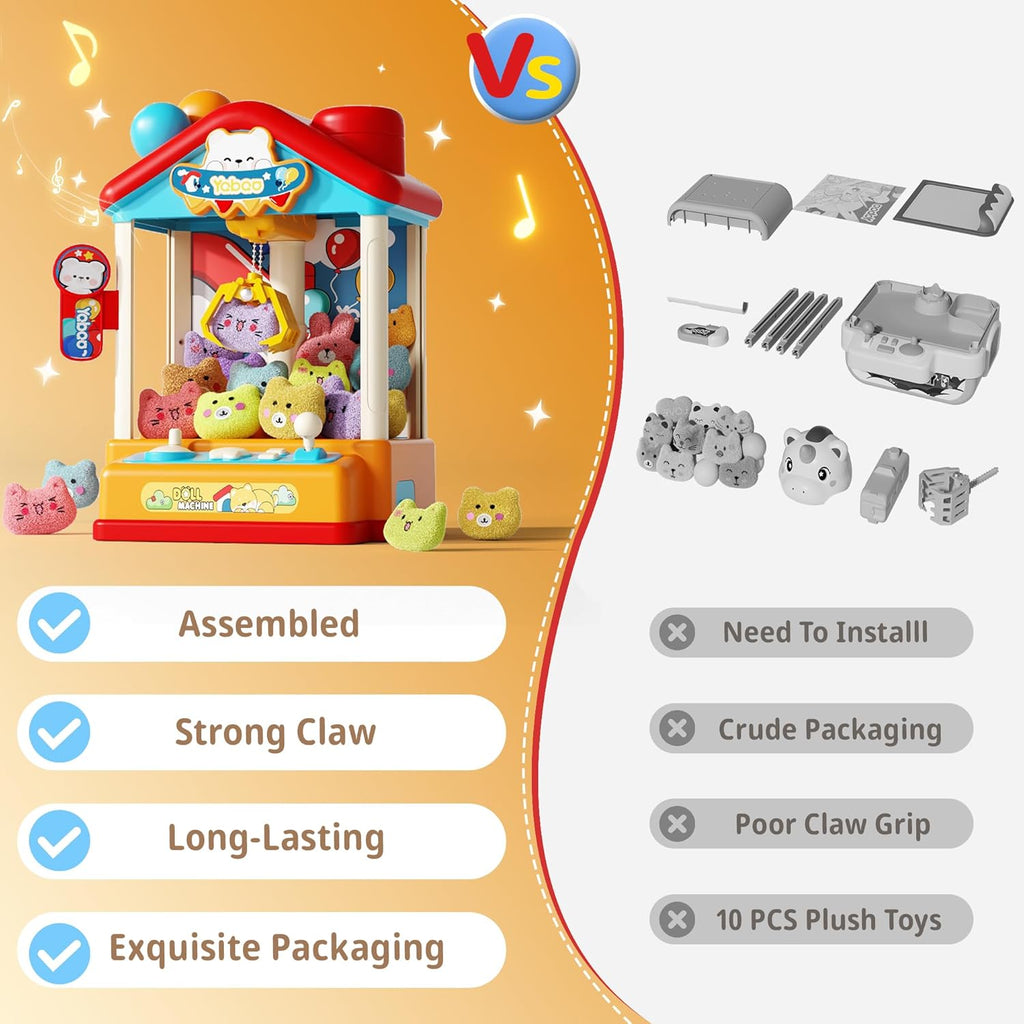 Mini Claw Machine for Kids, Toy Claw Machines Include Plush Prizes, Vending Machines Toys for Girls 4 5 6 7 8, Kids Arcade Game with Adjustable Sound, Birthday Gift for 3 4 5 6 Year Old Boy Girl