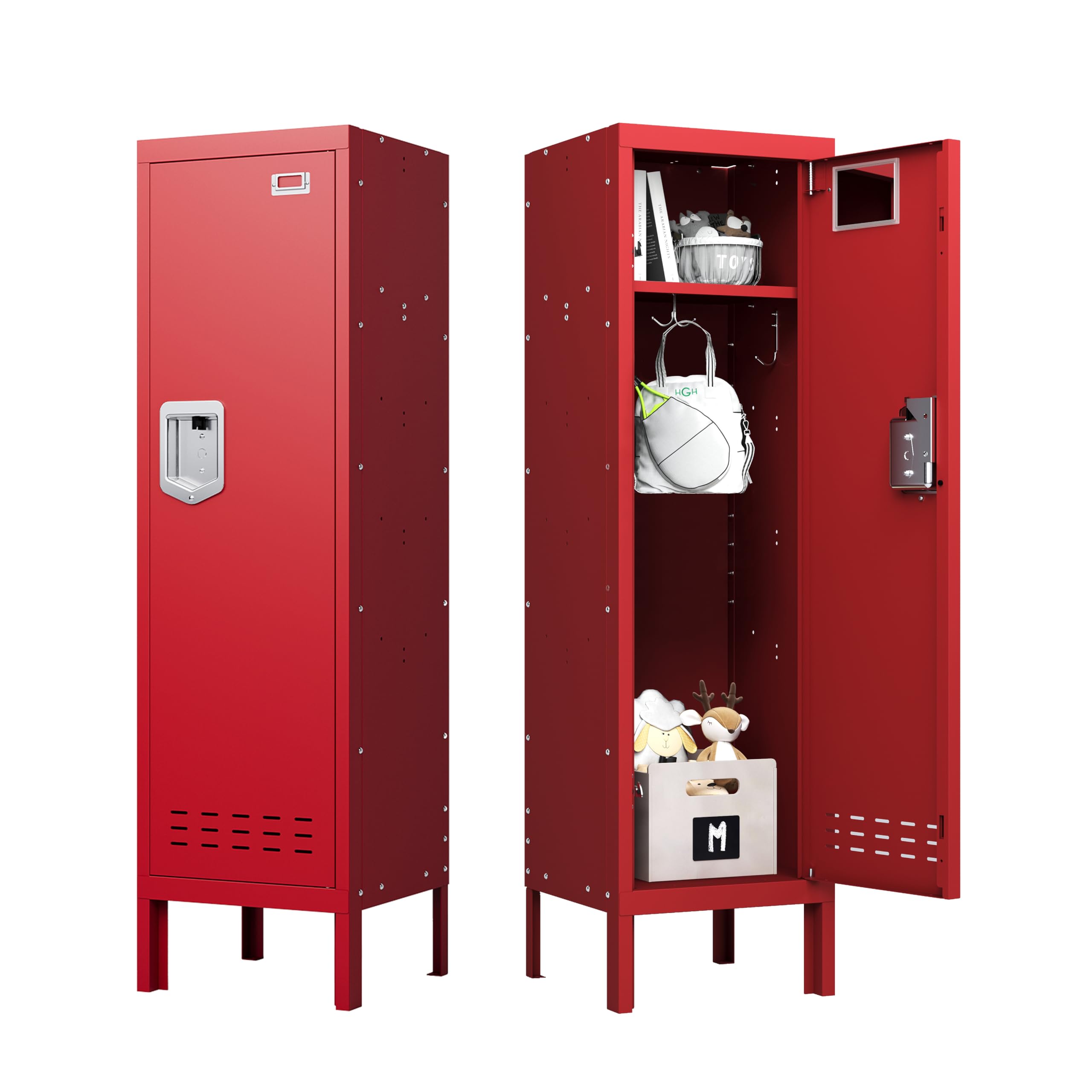 BUTISOW Metal Lockers - 66" Height Steel Lockers for Employees with 5 Door Storage Locker with Card Slot for Employees Gym School Home Office Garage - Assembly Required
