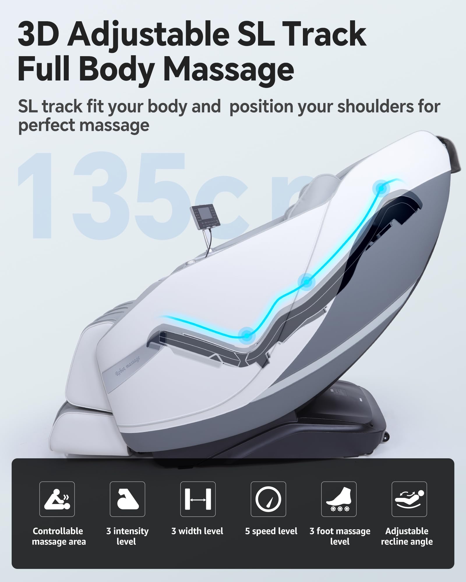 Massage Chair Full Body Zero Gravity, 3D ‌SL-Track Shiatsu Massage with Unique Rocking Sleep Mode, Upgraded Calf & Knee Massage (+11cm) for Tall People, Wireless Charging &Touch Screen,Black