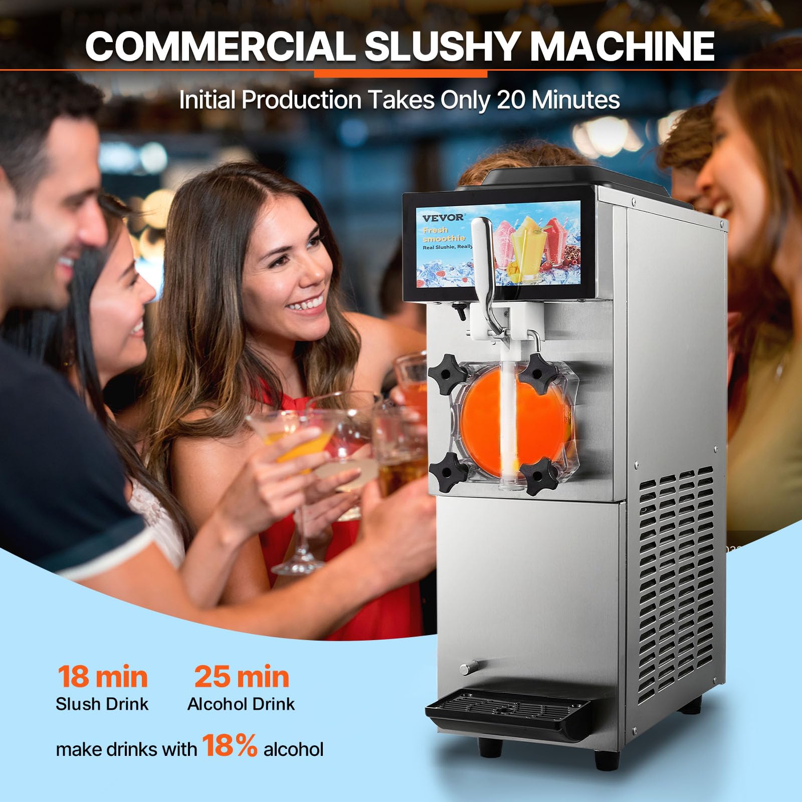 VEVOR Commercial Slushy Machine, 2 x 12L / 3.17 Gal Double Tanks, Cool and Freeze Modes, Stainless Steel Margarita Smoothie Frozen Drink Maker, Slushie Machine for Party Cafes Restaurants Bars Home