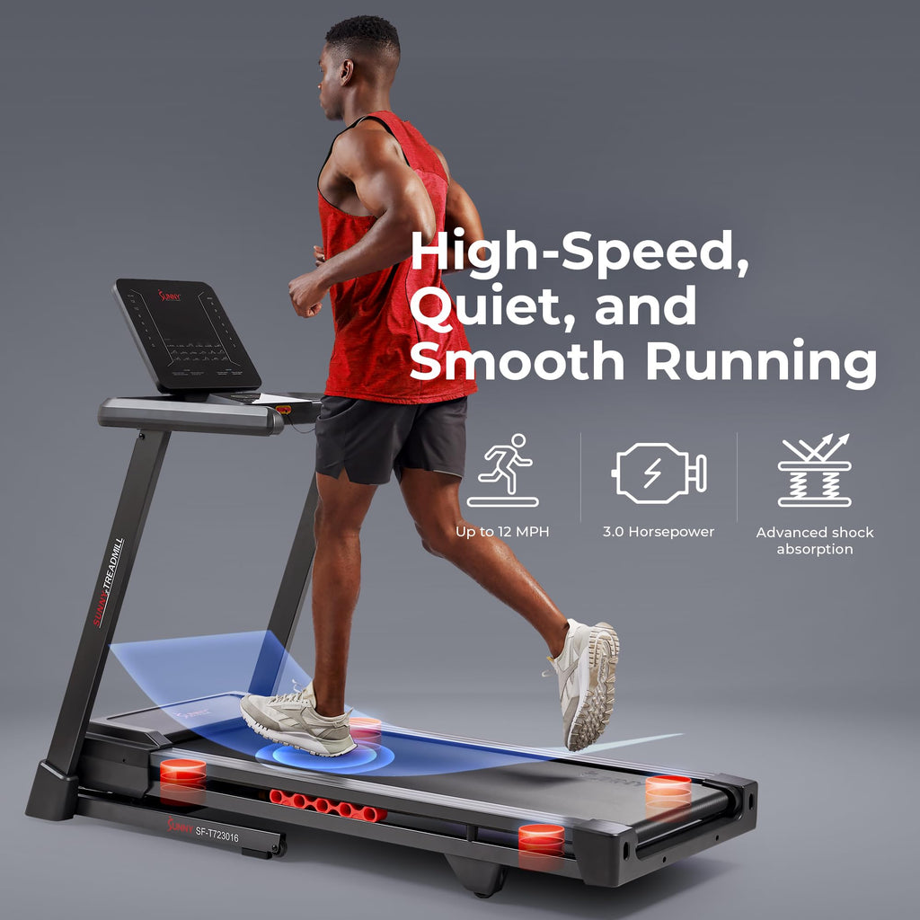 Sunny Health & Fitness Treadmill Elite Smart Auto Incline for Home Use, Wide Running and Walking Deck, Flex Shock Suspension with 300 LB Weight Capacity Bluetooth SunnyFit App