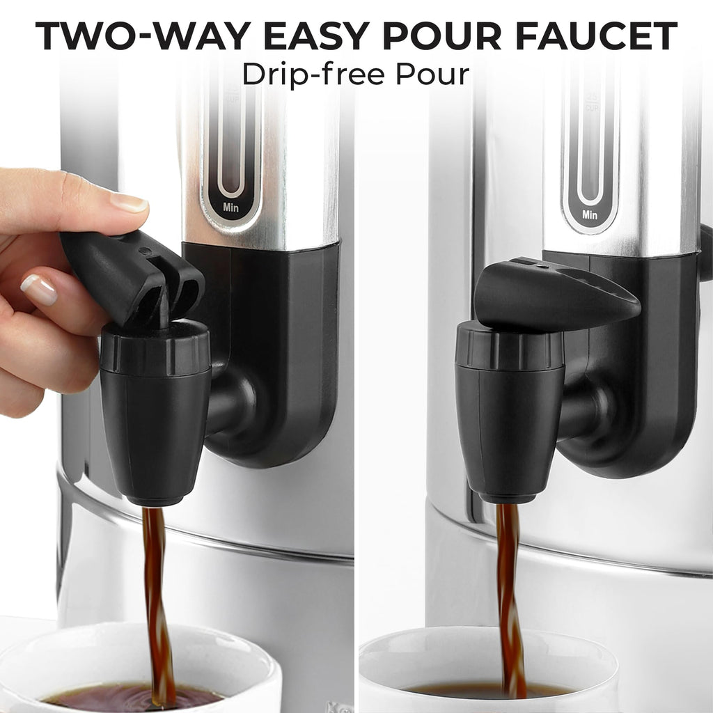 Zulay Kitchen 50 Cups Commercial Grade Coffee Maker Hot Water Urn - Percolator With Double-Wall Stainless Steel, Quick Brew, Stays Hot for Tea & Beverage at Events & Catering - Silver
