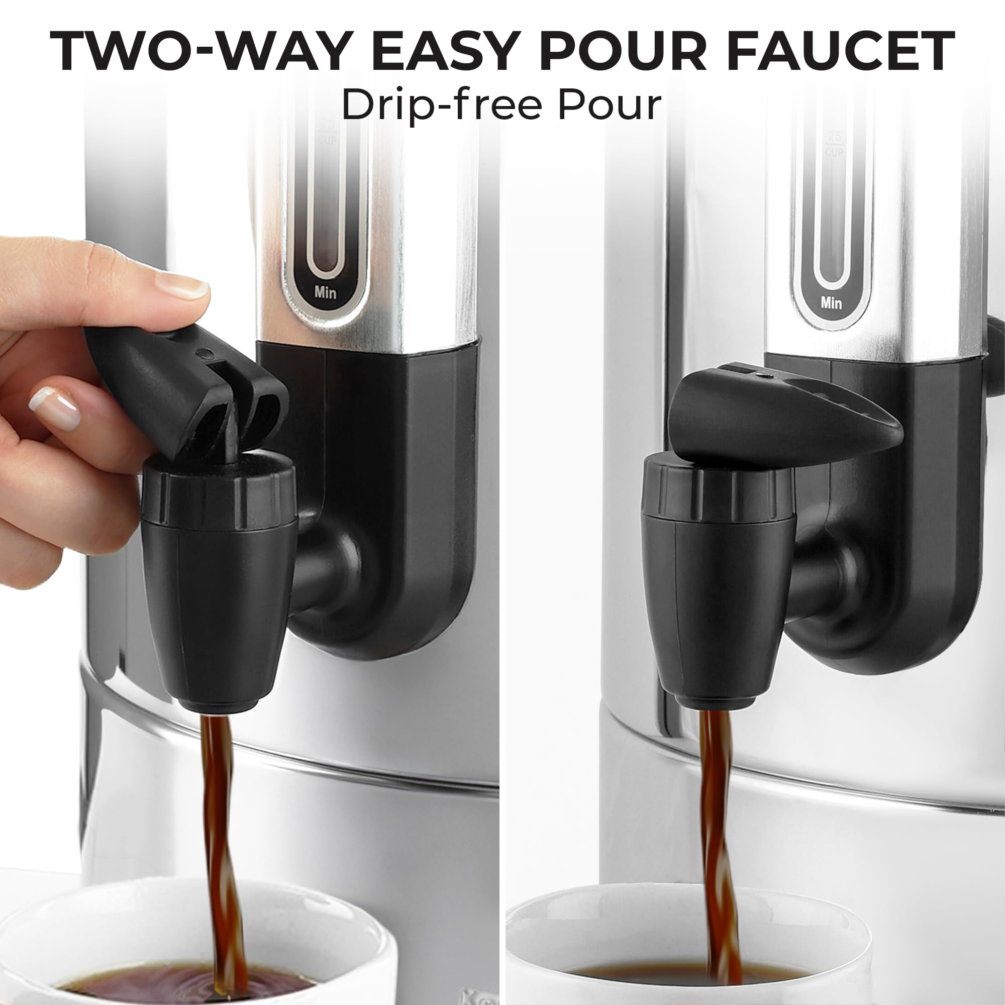 Zulay Kitchen 50 Cups Commercial Grade Coffee Maker Hot Water Urn - Percolator With Double-Wall Stainless Steel, Quick Brew, Stays Hot for Tea & Beverage at Events & Catering - Silver