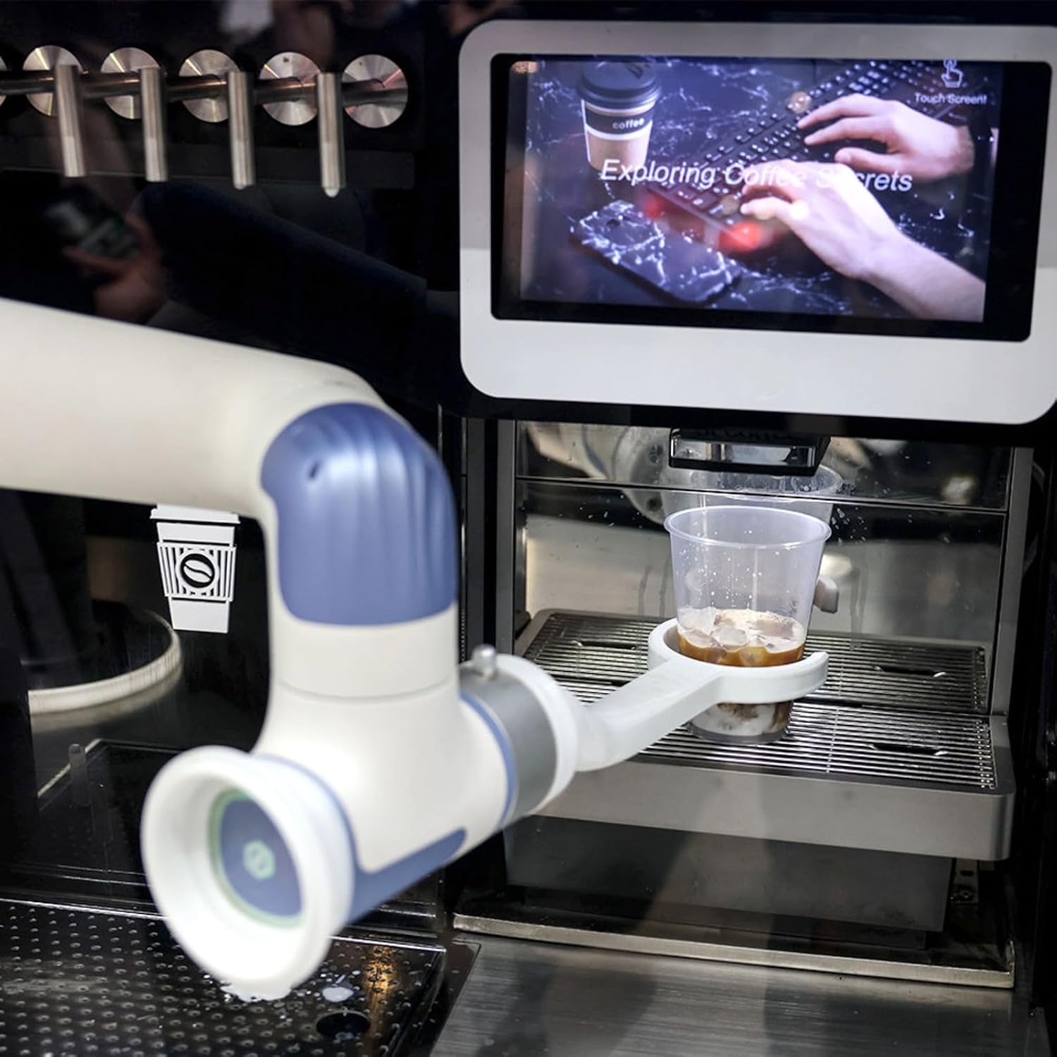 Commercial Coffee Robot Vending Machine - Multi-Flavor Hot Drink Maker with Large Screen High-Efficiency Self-Service Beverage Unit for Shopping Centers, Gyms