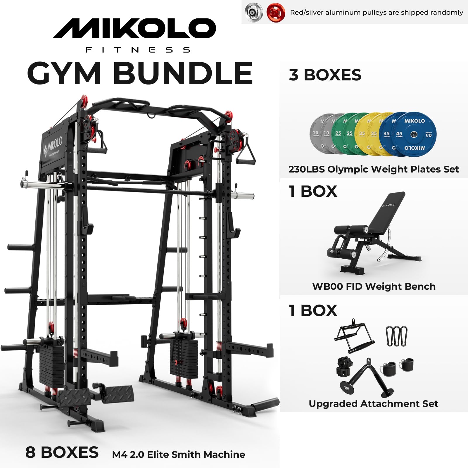 Mikolo M4 2.0 Smith Machine, All-in-One Home Gym Power Cage with LAT Pulldown & Cable Crossover, Squat Rack for Full Body Workouts