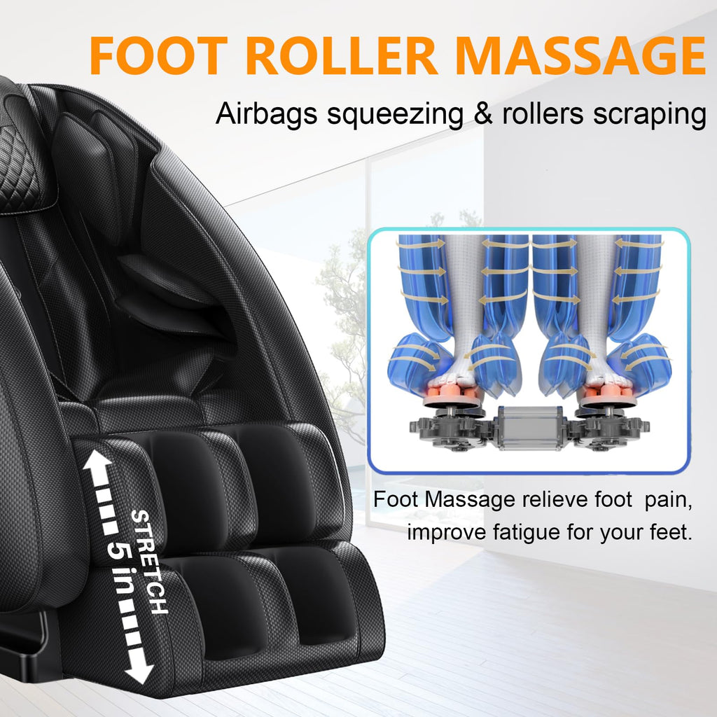2026 Massage Chair Full Body, Zero Gravity Massage Chair with Auto Modes, Airbag Massage, 6 Fix Point Rollers, Foot Massage, Heating, Touch Screen Controller, Home Massage Chairs