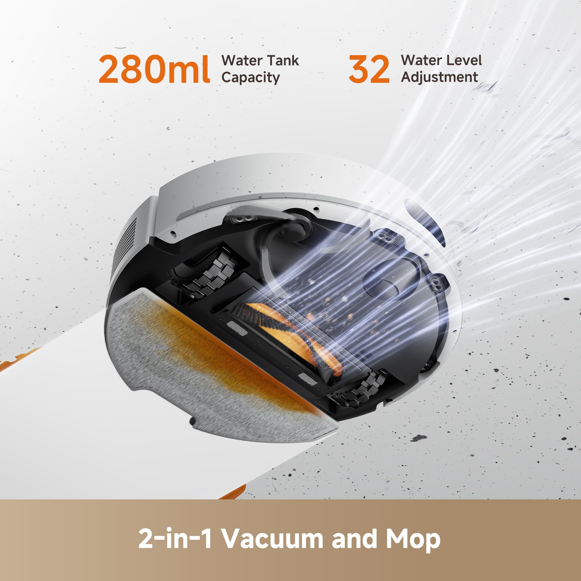DREAME D20 Air Plus Robot Vac and Mop Combo with 20,000Pa Suction, Anti-Tangling Tech, Auto-Emptying Dock, Deep Carpet Cleaning and Smart Navigation White