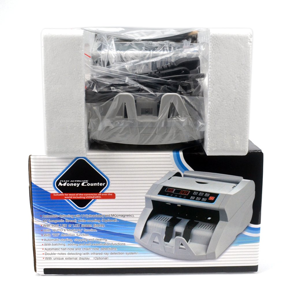Money Counter Machine Count Value,UV/MG/MT/IR Counterfeit Detection Bill Counter,US Dollar only Cash Counter, Add+Value/Batch+Value Modes,Money Counting Machine with LCD Display (Black+Grey)