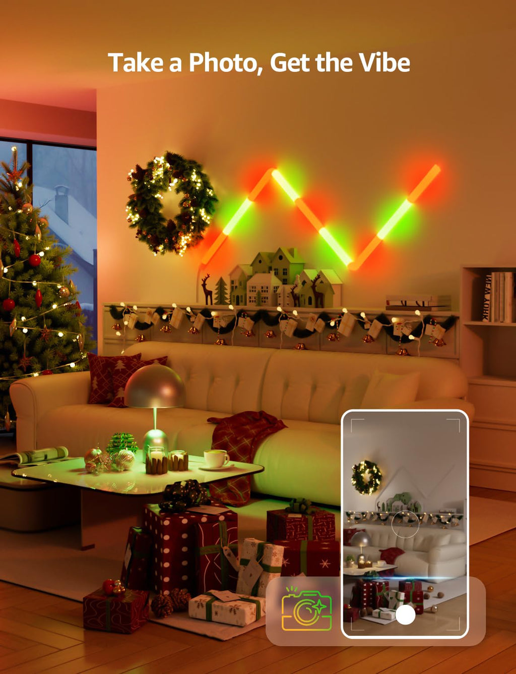 Lepro WL1 AI Smart RGB Wall Lights for Christmas Decorations, LLM AI Generated Lighting with LightBeats Music Sync, Voice Control Via App, Wi-Fi & Bluetooth LED Light Bars, 6 Pcs with 2 Corners