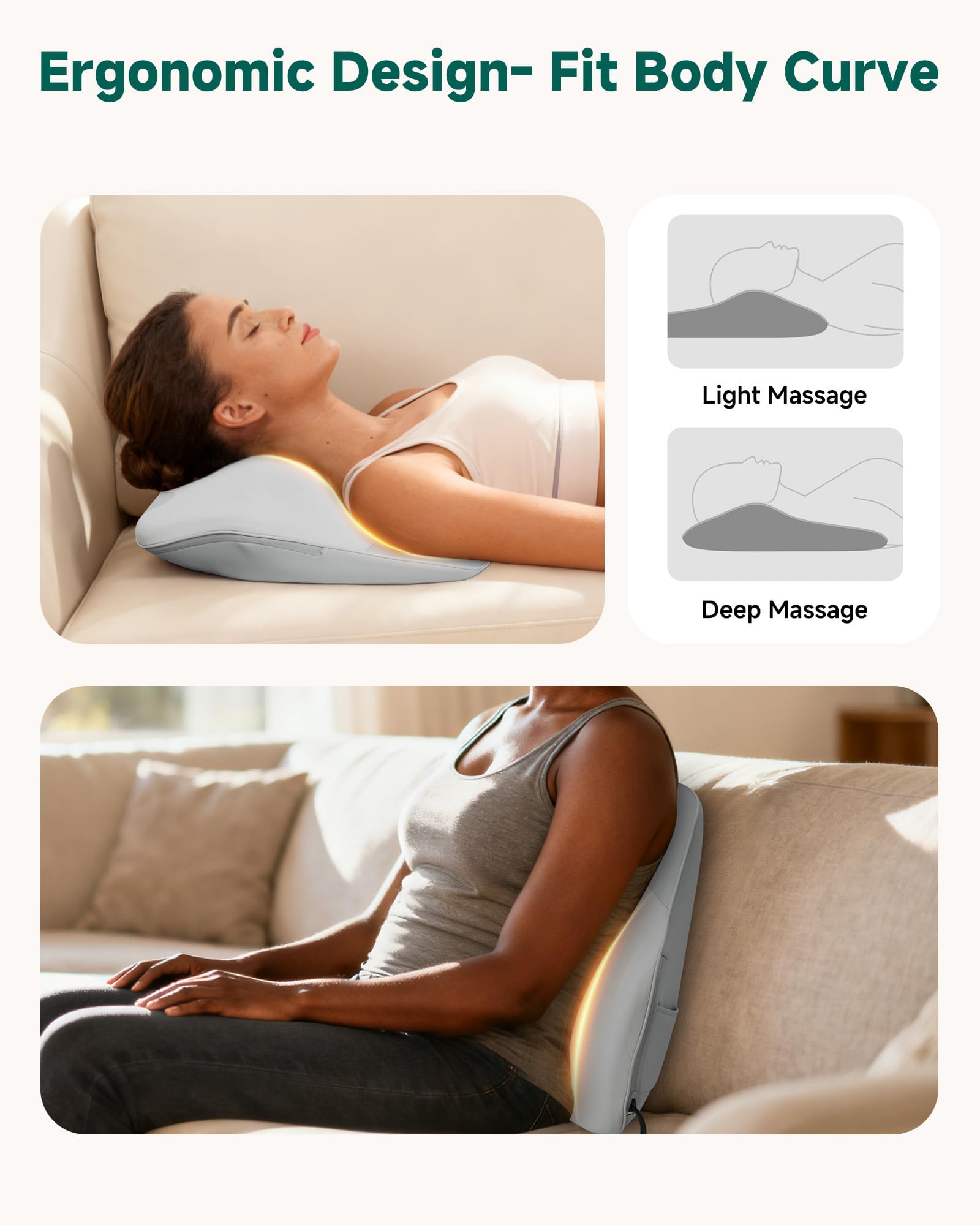Snailax Back Massager with Heat – 3D Shiatsu Massage Pillow for Neck & Back, Fixed Kneading Nodes, Chair & Sofa Use, Gift for Mom, Dad, Women & Men