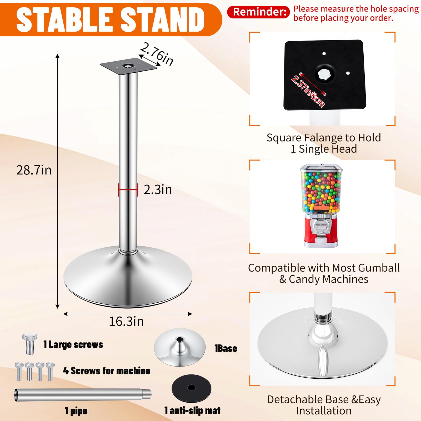 Maxdot Double Metal Stand for Gumball Machine Candy Popcorn Vending Specially Made for 2 Small Candy Machines Cast Iron 28” Tall with 18” Round Base Replacement Part, Black Only The Stand
