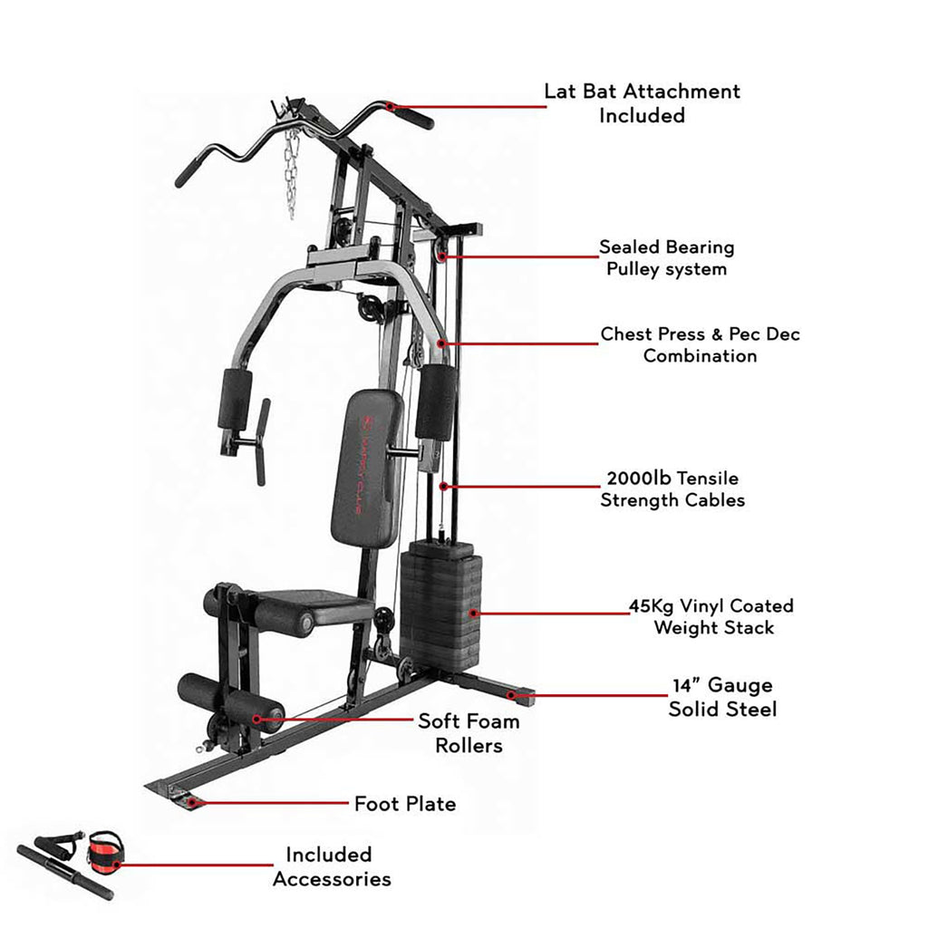 Marcy Multifunctional Workout Station 100lbs to 200lbs Stack Home Gym for Weightlifting and Bodybuilding