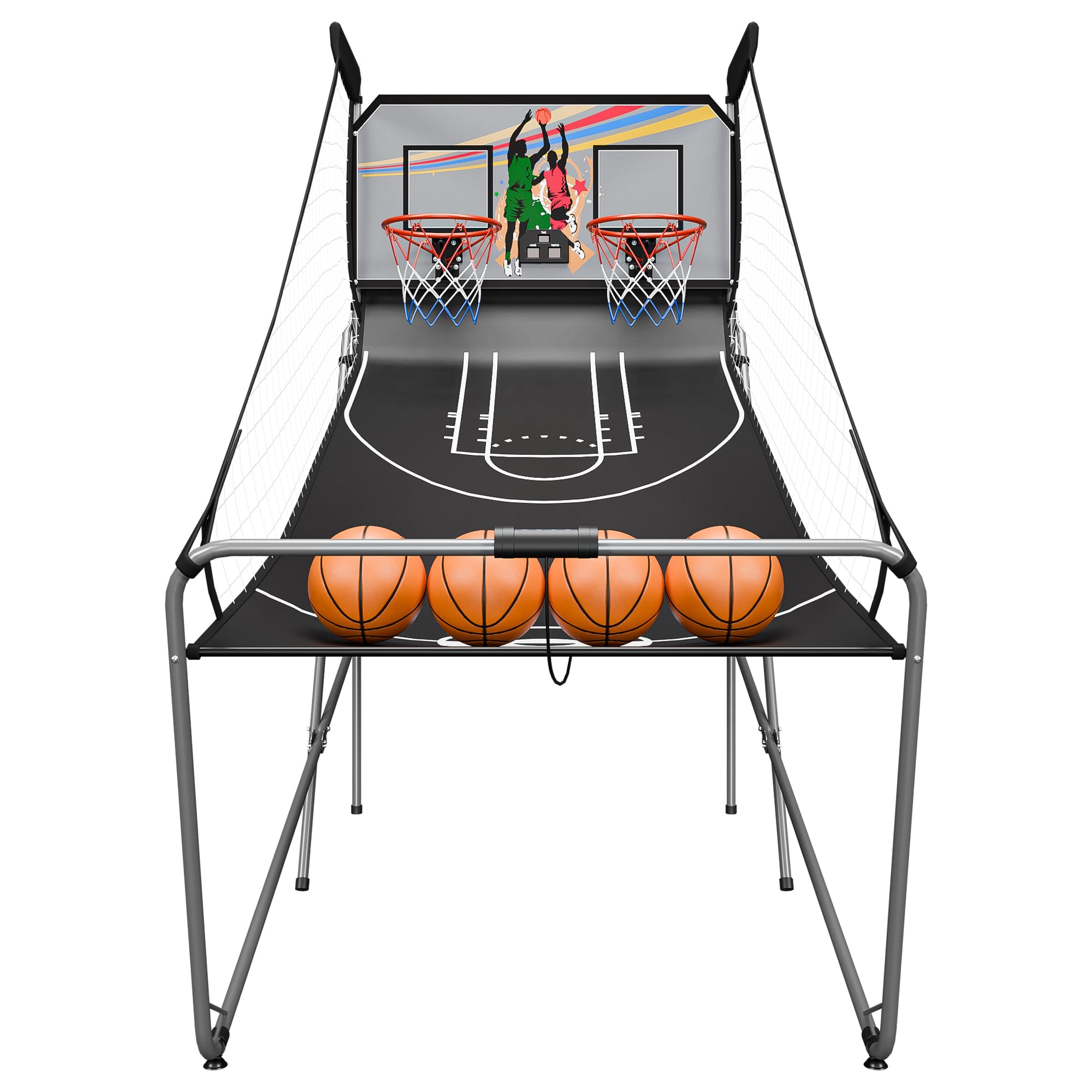 JupiterForce Foldable Indoor Basketball Arcade Game, Electronic Dual Shot Basketball Hoop Arcade Game Machine with 4 Balls and LED Scoring for 2 Players Home Play, Adults