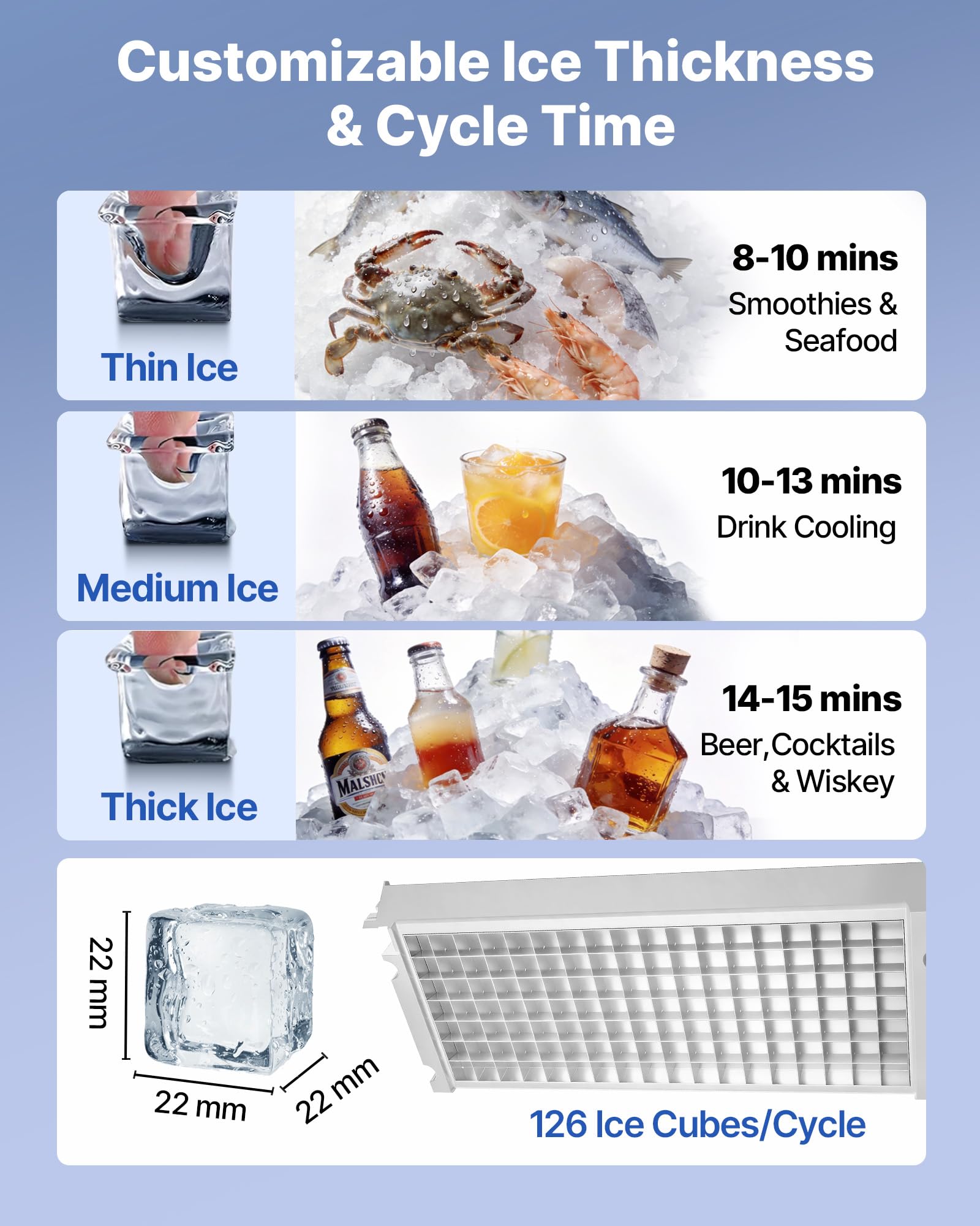 VEVOR Commercial Ice Maker Machine, 100 lbs/24h with 30-35 lbs Storage, Bullet Ice,Built-in/Freestanding/Under Counter, Stainless Steel Ice Maker with LED Display for Home Bar Restaurant