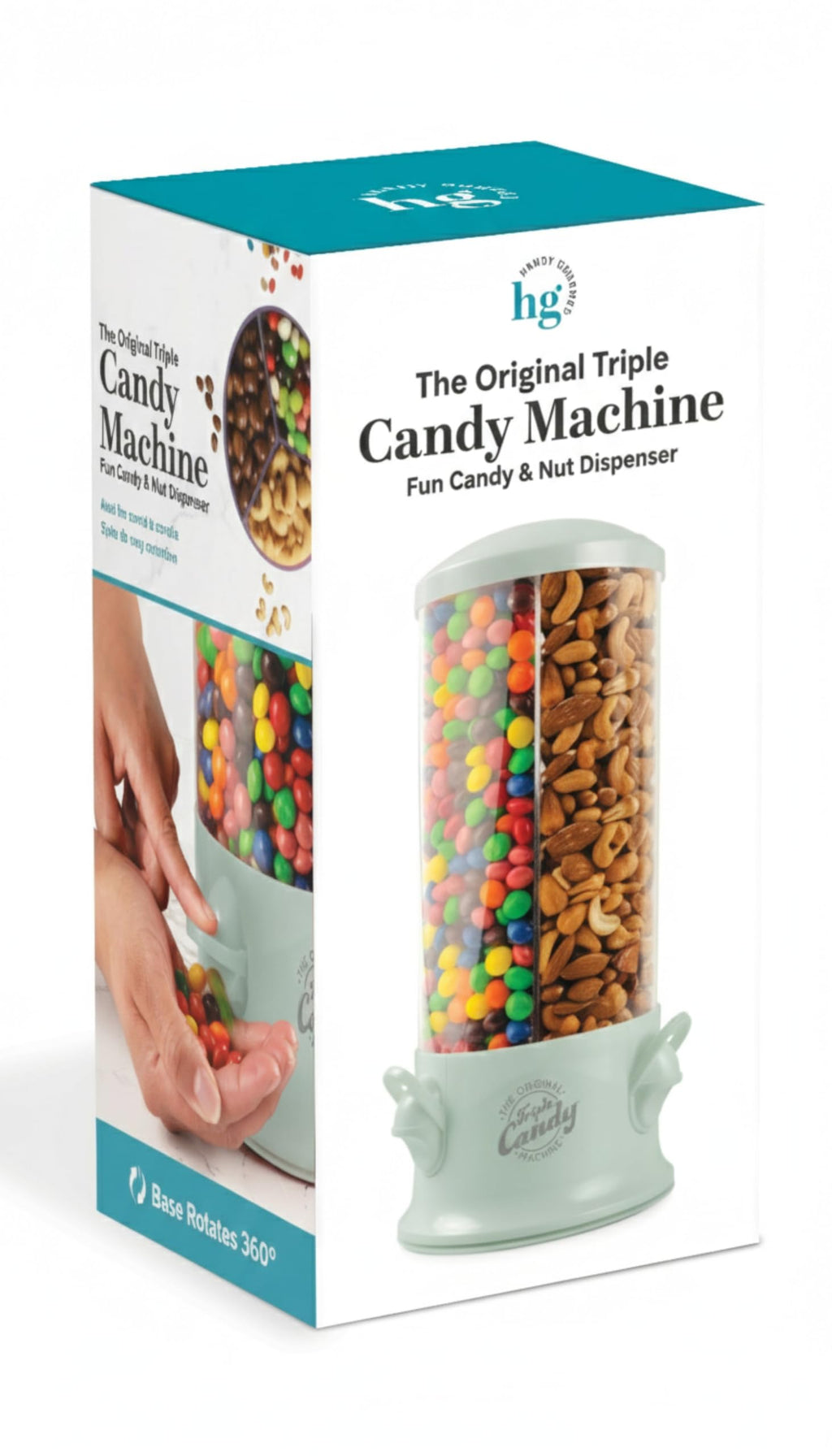 Handy Gourmet Original Triple Candy Machine-Fun Candy & Nut Dispenser-New & Improved (Pearl White), Standard (JB8450PWHI)